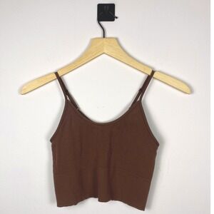 Anthropologie Ribbed Bralette Bra‎ Seamless Top XXS/XS Brown Adjustable Strap